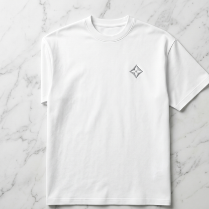Camiseta de Autor corte oversize: Arquitectura de volumen - Bordado de diamante