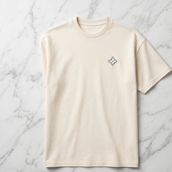 Camiseta de Autor corte oversize: Arquitectura de volumen - Bordado de diamante