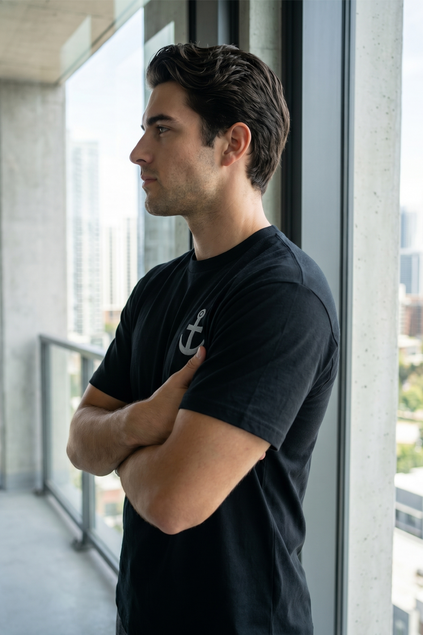 Camiseta de Autor corte relajado: El equilibrio del líder - Bordado de ancla